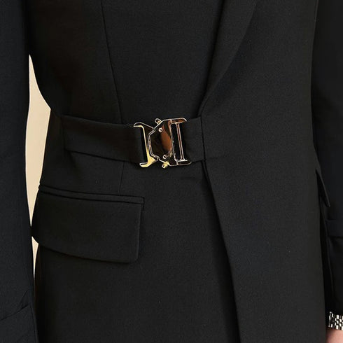 Elegant Double Breasted Black Suit Jacket for Men - Formal Business Attire
